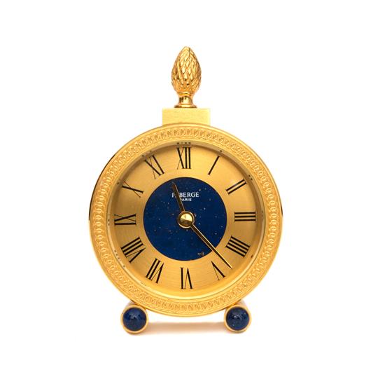 Appraisal: Sale Lot A Contemporary Faberg Brass Desk Clock the circular