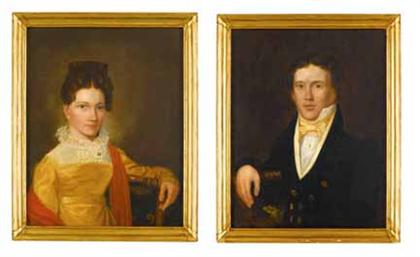 Appraisal: American School th century pair of portraits a young lady