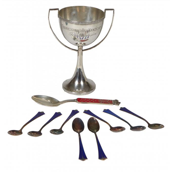 Appraisal: Group of Ten Sterling Pieces consisting of a presentation loving