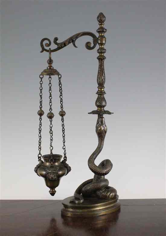 Appraisal: A th century Italian bronze incense burner modelled with a