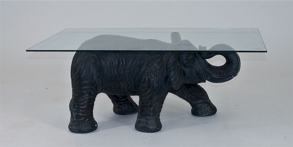 Appraisal: LG Bronzed Composition Elephant Coffee Table United States Circa Fully