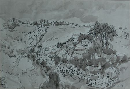 Appraisal: ALASTAIR FLATTELY SCOTTISH - WALLS QUARRY Signed pen and ink