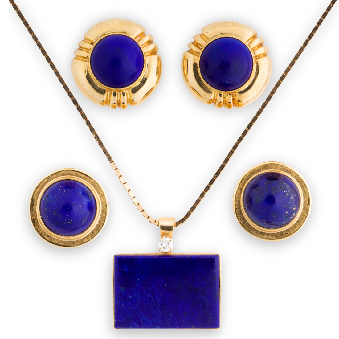 Appraisal: A LAPIS LAZULI AND FOURTEEN KARAT GOLD JEWELRY A lapis