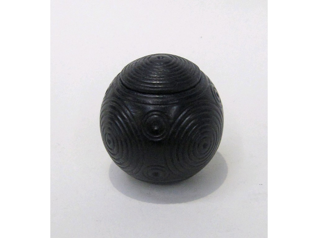 Appraisal: Japanese carved hardwood globe shaped snuff box