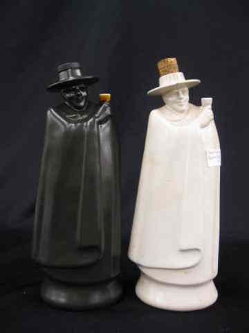 Appraisal: Wedgwood Pottery Figural Decanters man in cloak black white versions