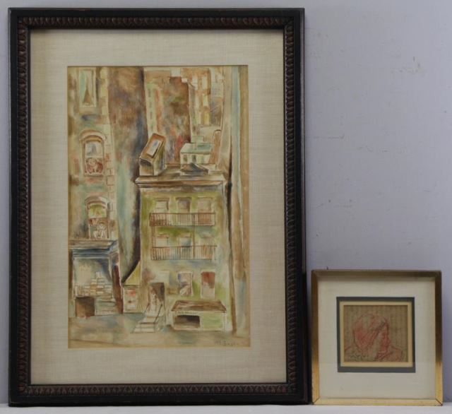 Appraisal: SOYER Moses Two Works on Paper Watercolor and ink city