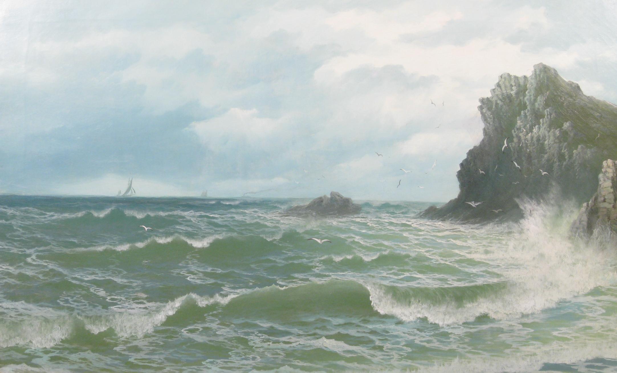 Appraisal: ATTRIBUTED TO DAVID JAMES Breakers on a rocky Shore with