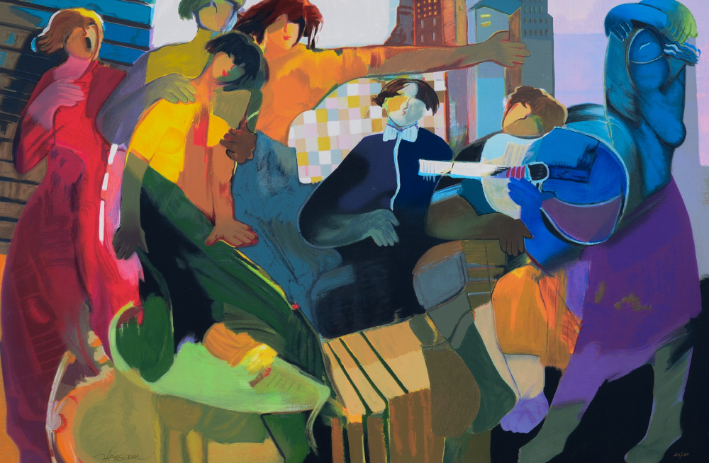 Appraisal: ABRISHAMI Hessam American Iranian - ''Musical Jam Session'' serigraph on