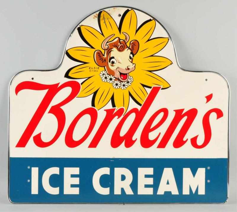 Appraisal: Tin Borden's Ice Cream Die-Cut Sign Description Circa s Good-looking