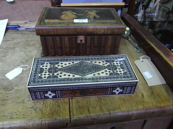 Appraisal: AN INDIAN INLAID SEDELI RECTANGULAR WORKBOX and an Italian olive