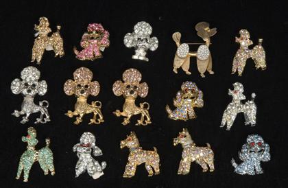 Appraisal: Group of rhinestone poodle pins s Also with two or