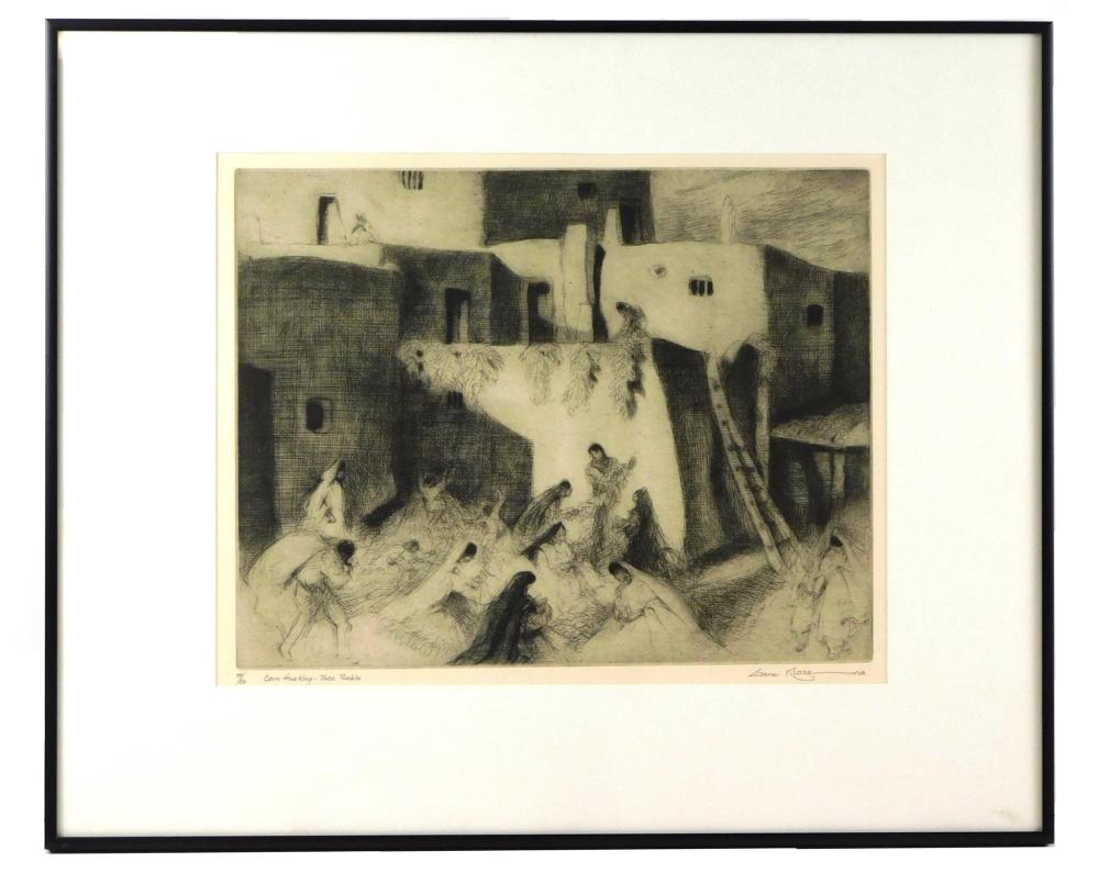 Appraisal: Gene Kloss American - Corn Husking - Taos Pueblo c