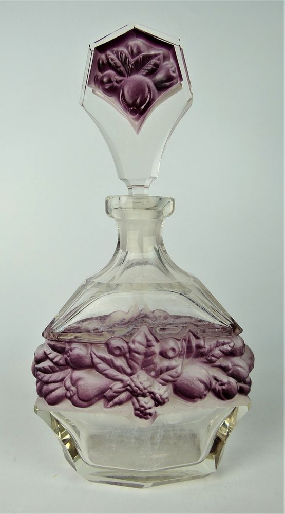 Appraisal: HEAVY CZECH CUT GLASS PERFUME BOTTLE Measures tall to top