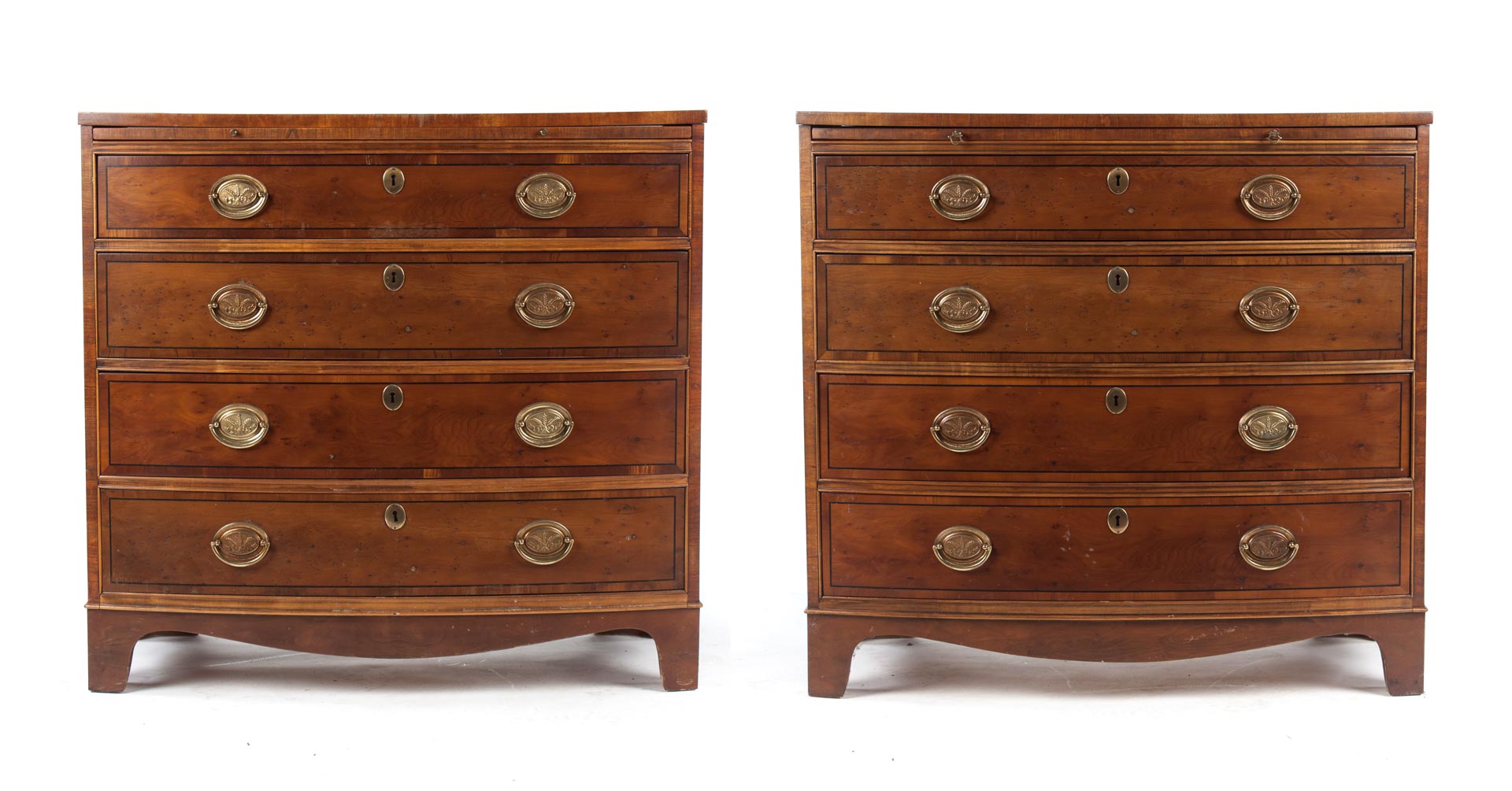 Appraisal: Pair of George III style yew wood bachelor's chest th