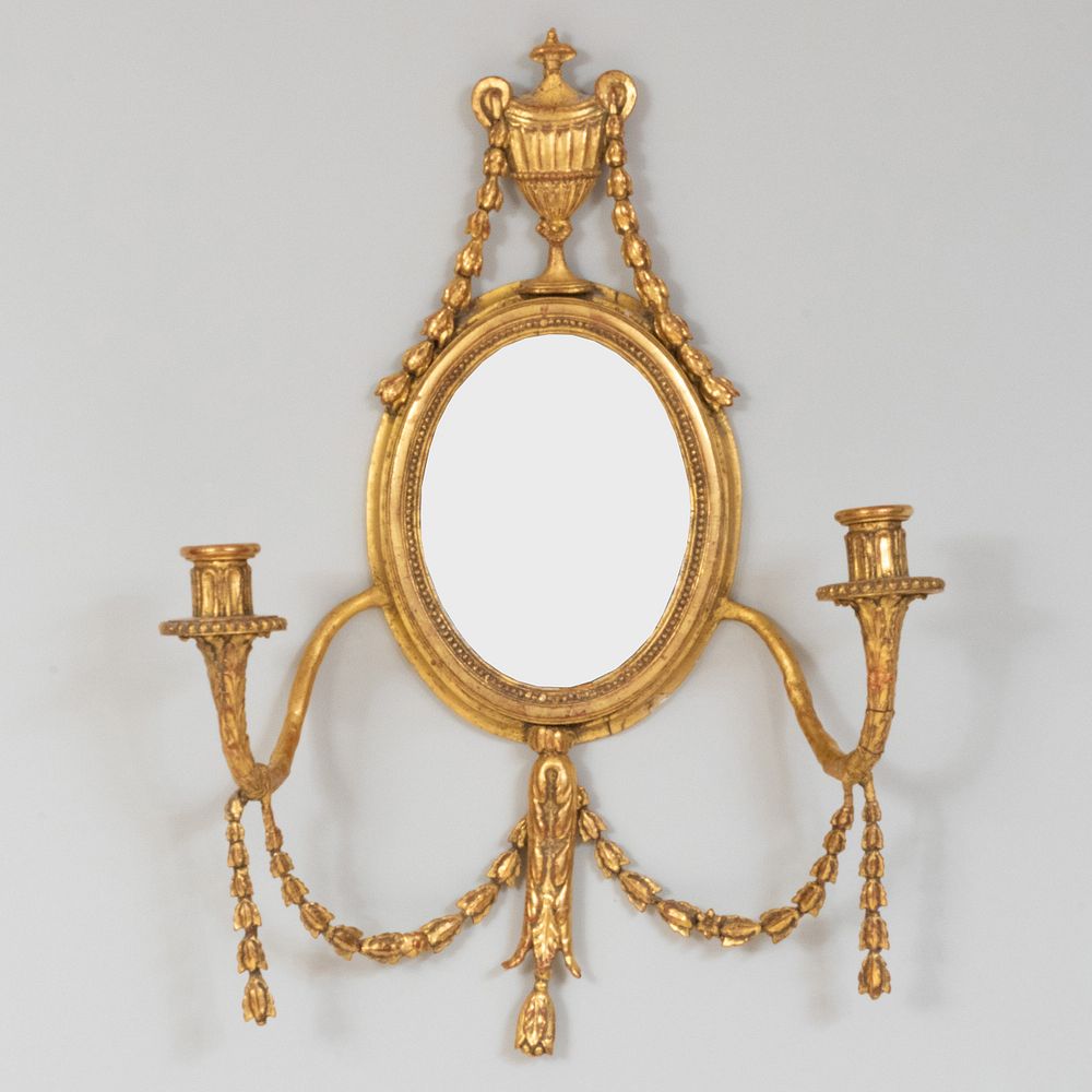 Appraisal: Pair of George III Style Giltwood and Gilt-Gesso Two-Light Sconces