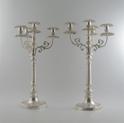 Appraisal: A pair of mid th century Italian four light candelabra