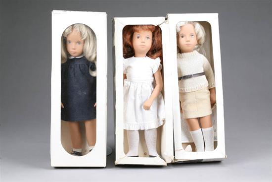 Appraisal: THREE SASHA DOLLS Tan mini Skirt h White dress black