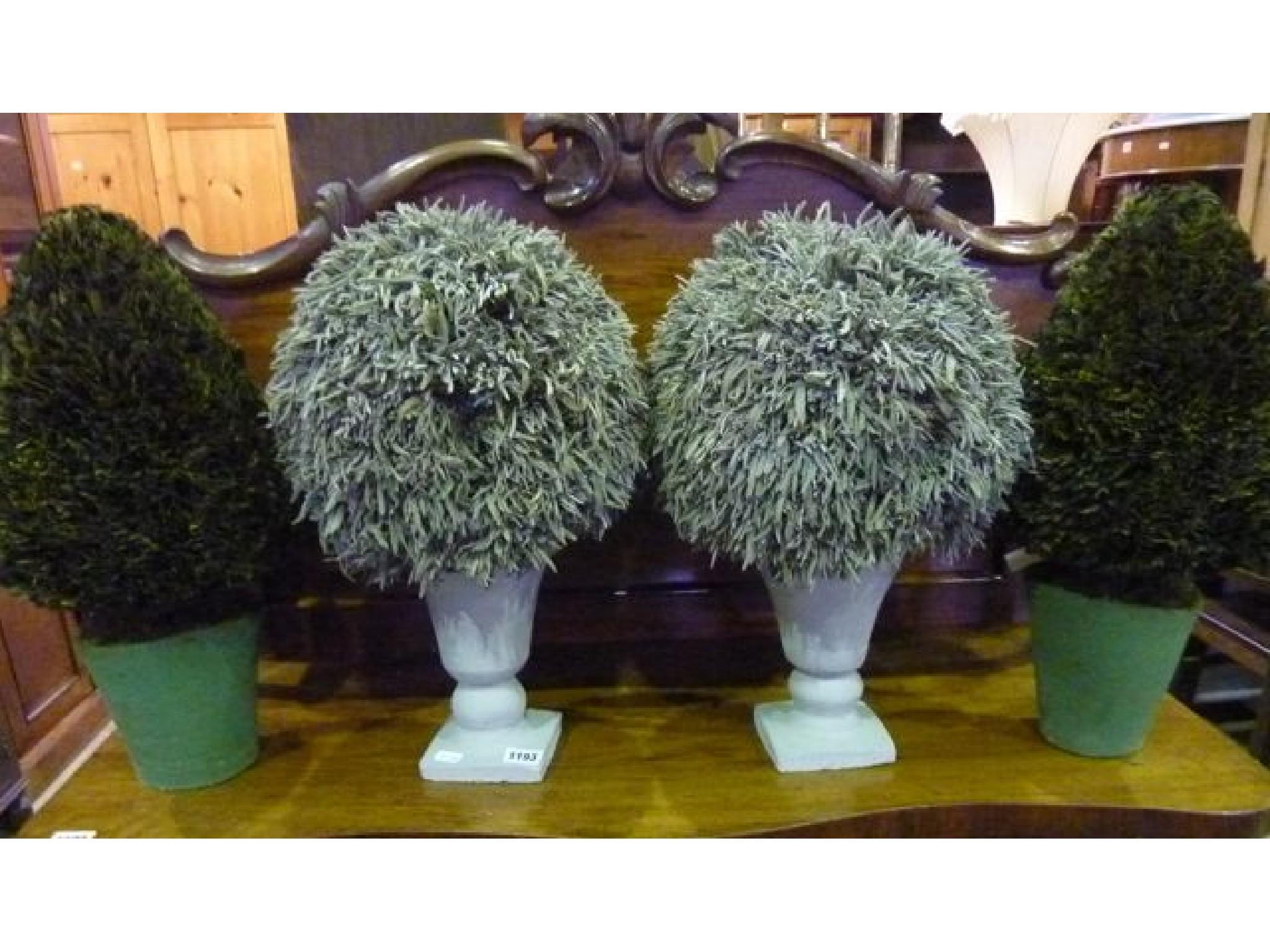 Appraisal: A pair of contemporary painted vases containing lavender together with