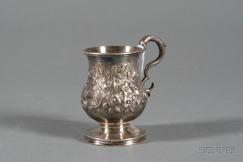 Appraisal: Samuel Kirk Late Federal Repousse Coin Silver Mug Baltimore c