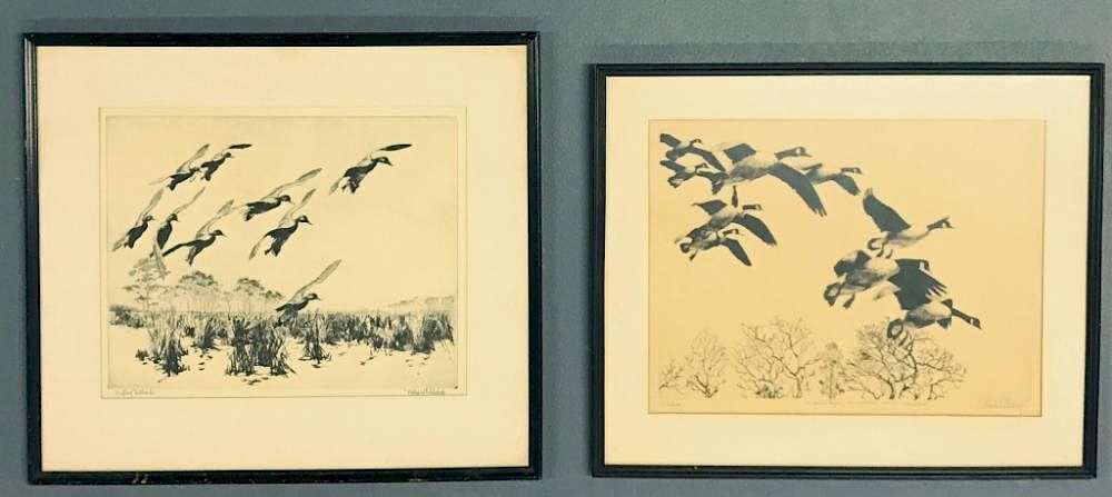 Appraisal: Two Original Signed Etchings by Richard Bishop Two original etchings