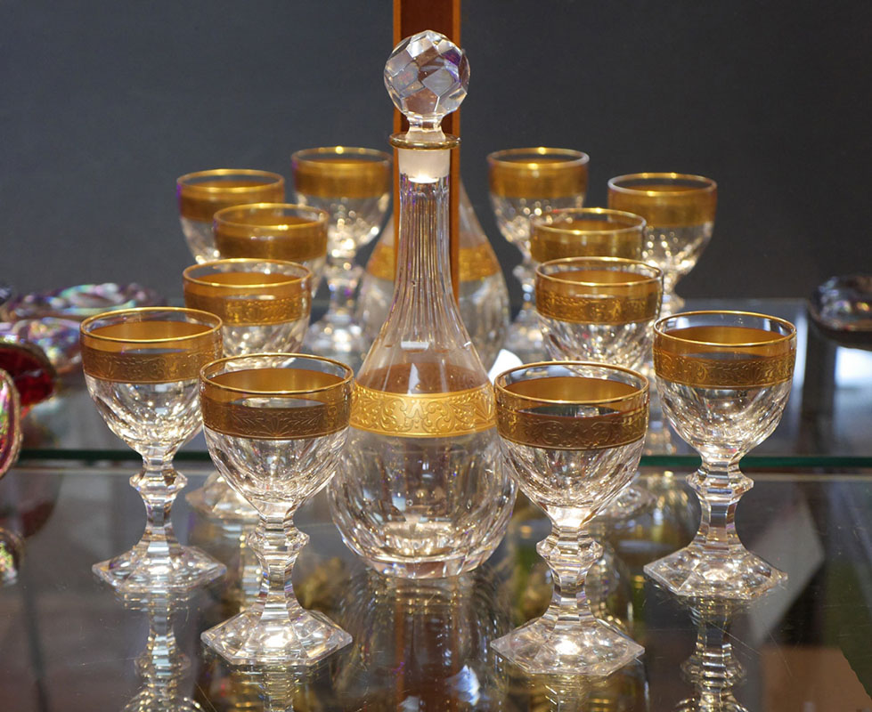 Appraisal: NUOVA PIM MURANO GOLD CRYSTAL DECANTER SET pieces total by