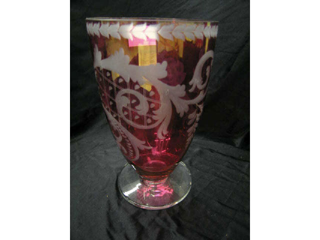 Appraisal: Ruby Flashed Etched Crystal Vase