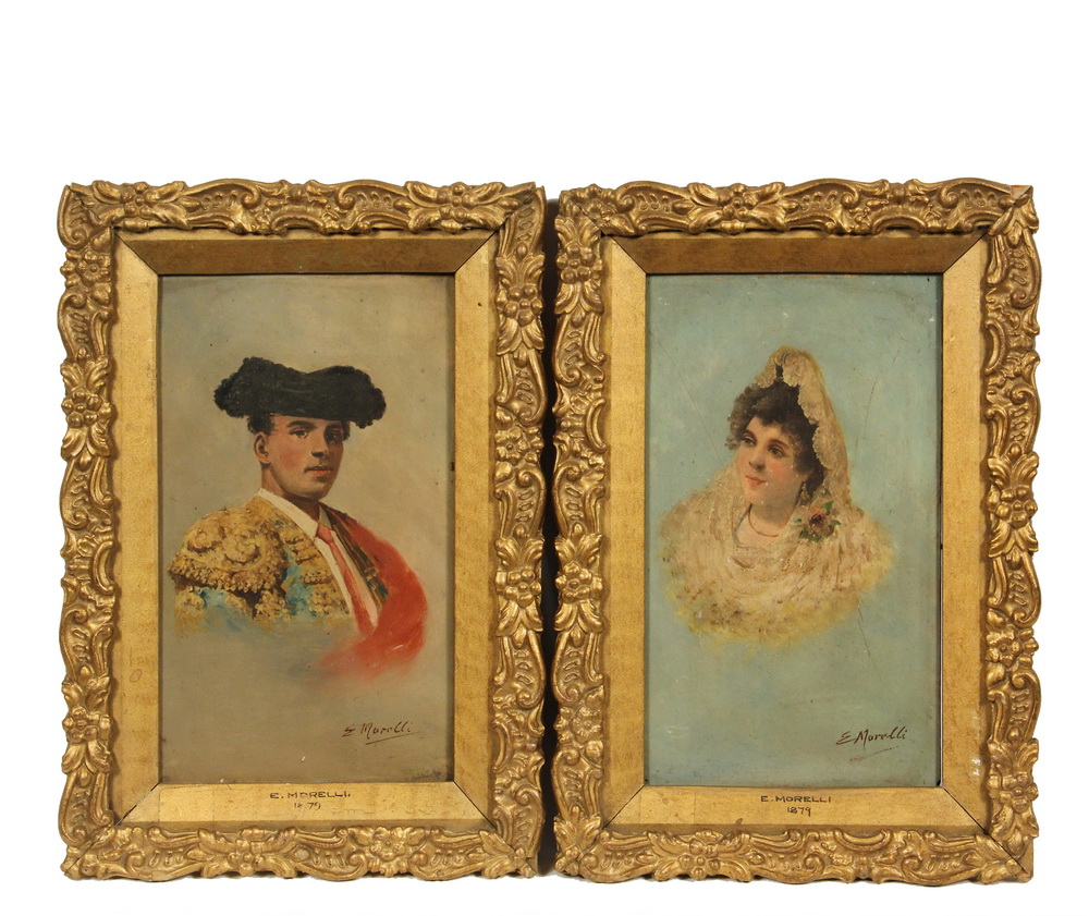 Appraisal: E MORELLI Grand Tour Italian - Pair of Portraits of