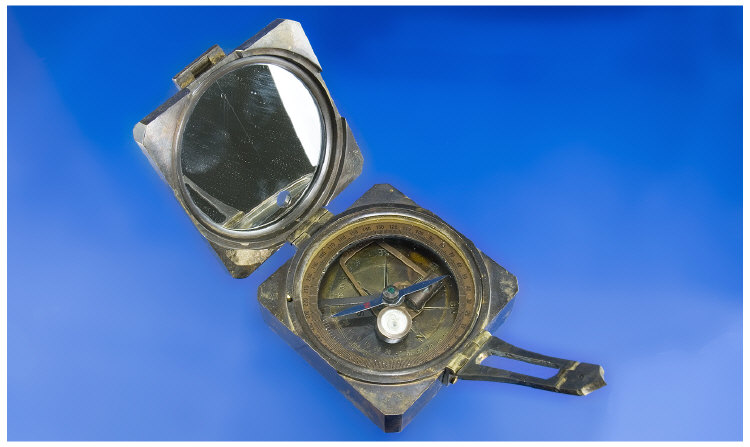 Appraisal: A Brass Cased Clinometer By Kelvin Hughes London measuring inches