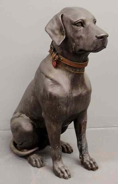 Appraisal: Cast metal seated dog garden ornament th c h x