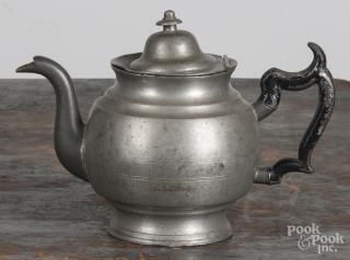 Appraisal: Cranston Rhode Island pewter teapot th c bearing the touch