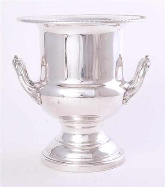 Appraisal: English silverplate wine cooler gadroon out-turned rim on pedestal urn