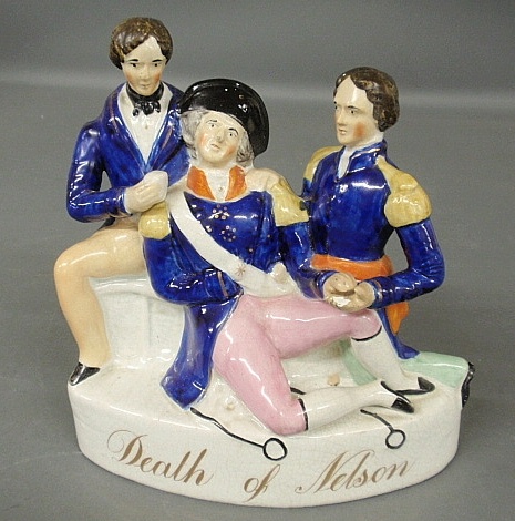 Appraisal: - Staffordshire figural group Death of Nelson As found h