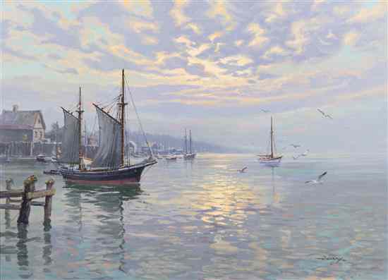 Appraisal: Charles Vickery American - Breaking Clouds over the Harbor oil