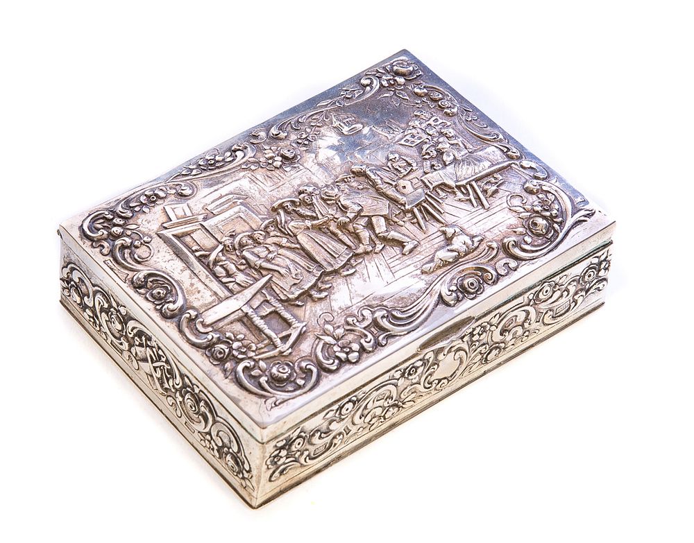 Appraisal: Silver cigarette Box wood lined Silver cigarette Box wood lined