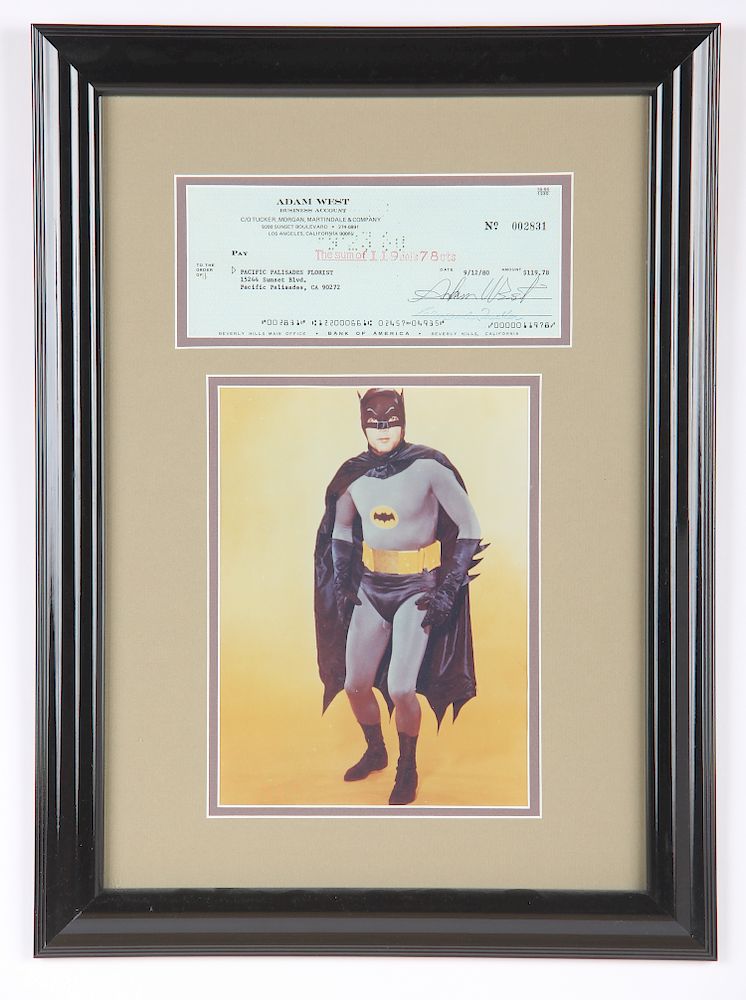 Appraisal: Original Adam West Signed Check Original Adam West Signed Check