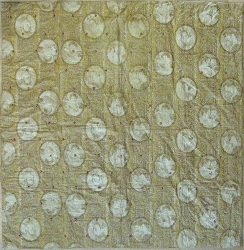 Appraisal: Chintz quilt early th c with oval portrait medallions x