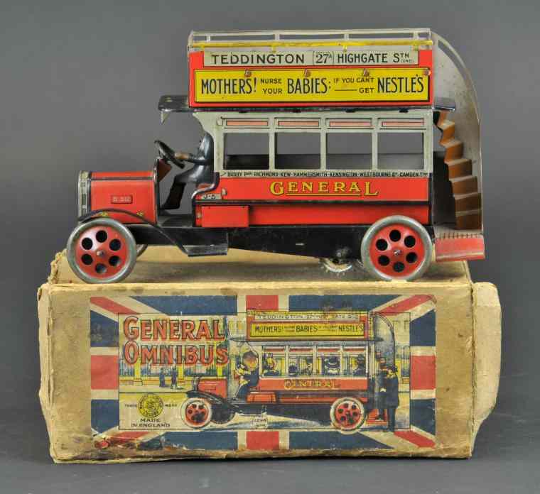 Appraisal: BOXED BURNETT LONDON BUS England c lithographed tin very interesting