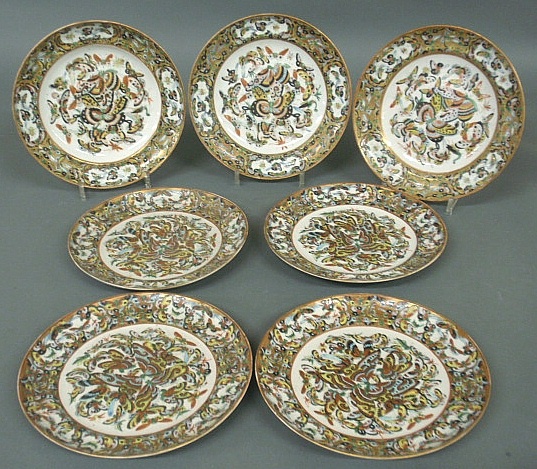 Appraisal: - Seven pieces of Chinese Rose Canton butterfly porcelain c