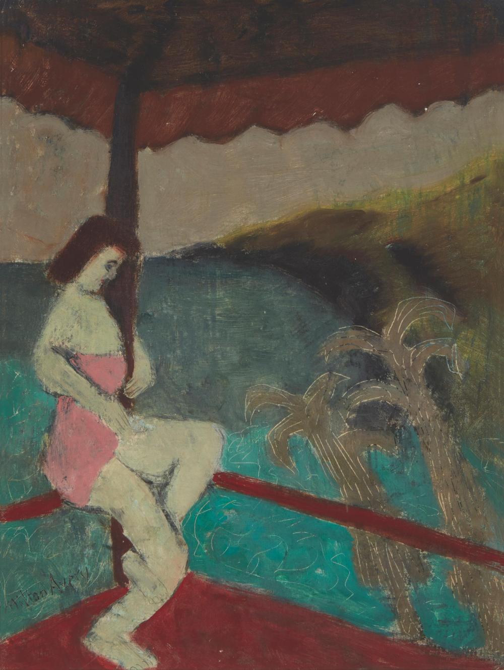 Appraisal: Milton Avery - American Girl on Balcony Oil on canvas