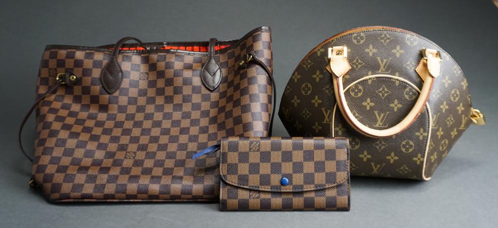 Appraisal: TWO LOUIS VUITTON STYLE PURSES AND A WALLETTwo Louis Vuitton