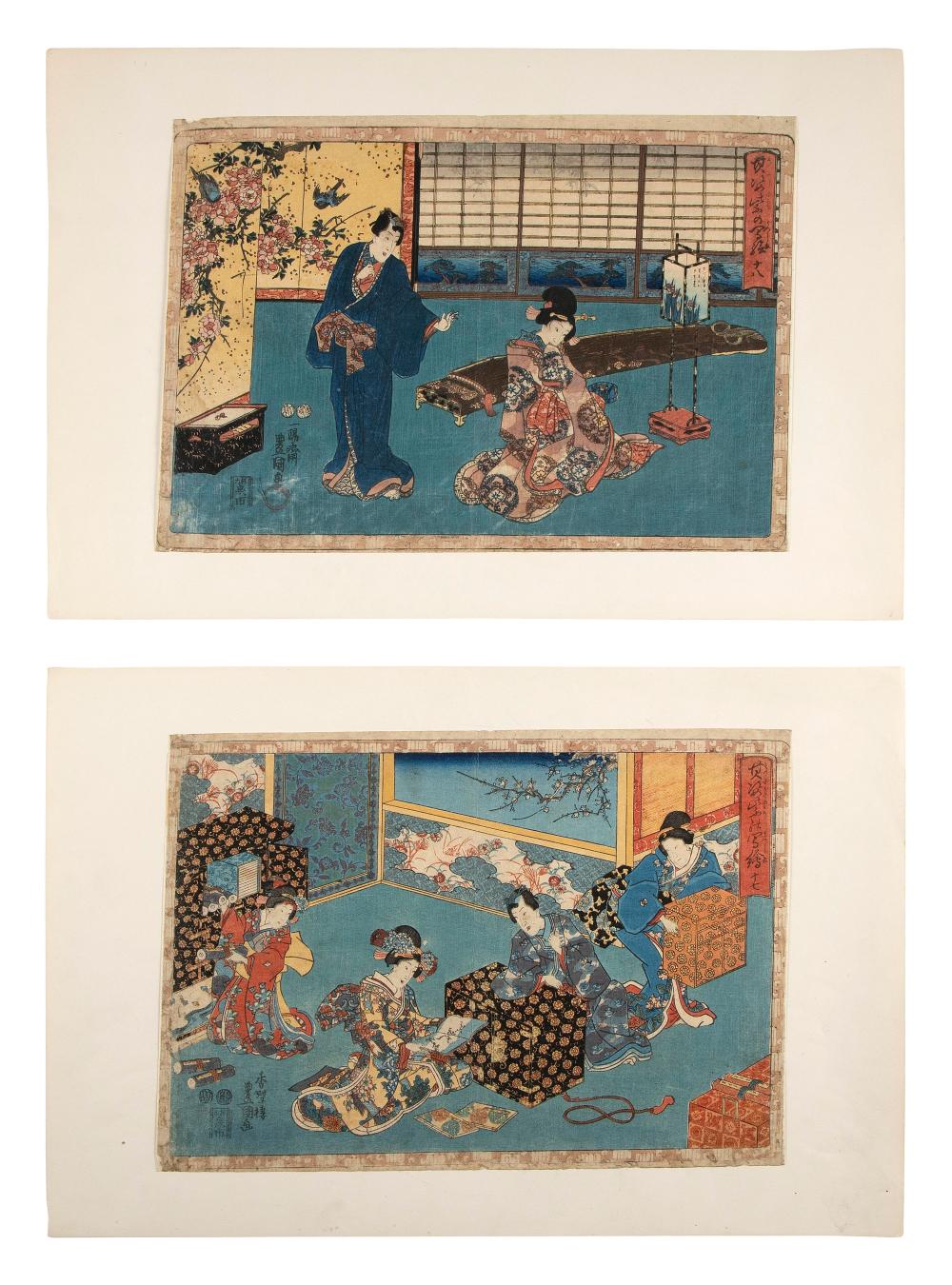 Appraisal: UTAGAWA KUNISADA I JAPAN - TWO SCENES OF PRINCE GENJI