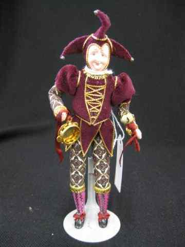 Appraisal: Bisque Head Jester Doll elaborate costume ''