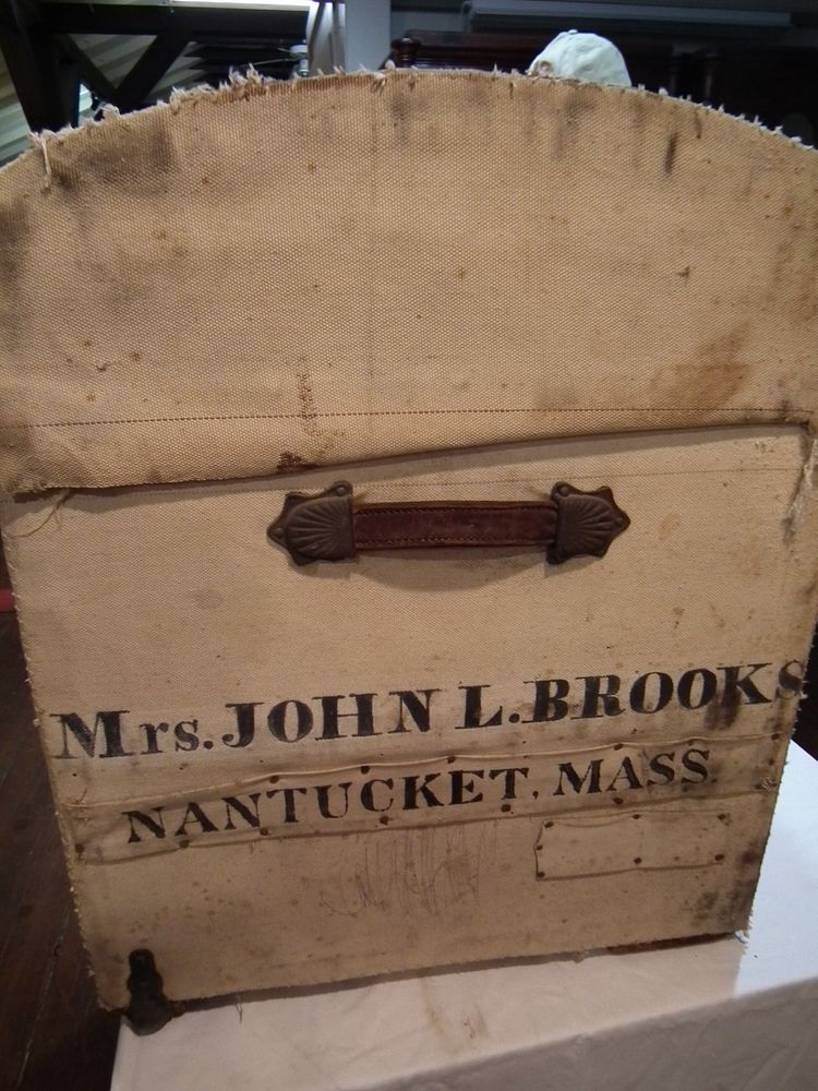 Appraisal: NANTUCKET SEA CAPTAIN TRUNK PHOTO th century canvas covered wood