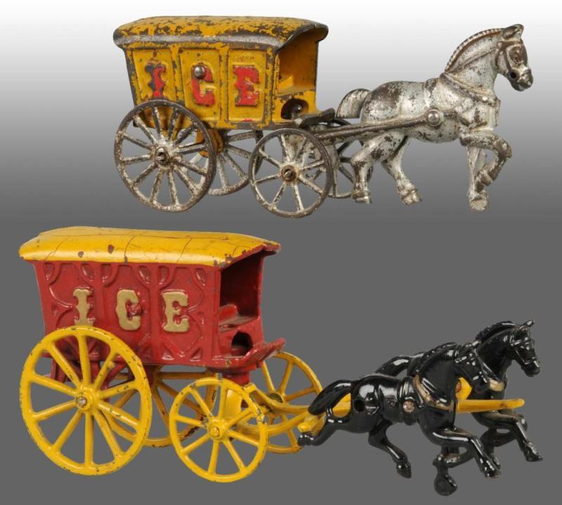 Appraisal: Lot of Cast Iron Hubley Ice Wagon Toys Description Includes