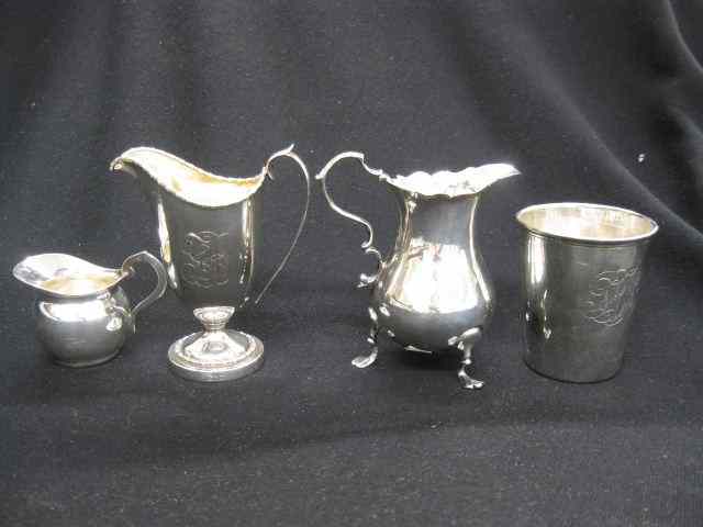 Appraisal: pcs Sterling Silver Gorham mug and three cream pitchers by