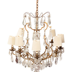 Appraisal: A French Gilt Metal and Cut Glass Eight-Light Chandelier th