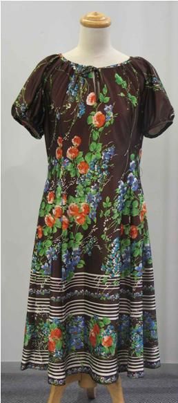 Appraisal: Smock in floral printed brown synthetic circa Provenance Peter Marsden