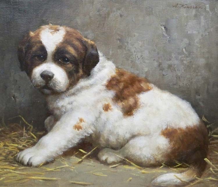 Appraisal: Anton Karssen Dutch b A St Bernard Pup Signed A