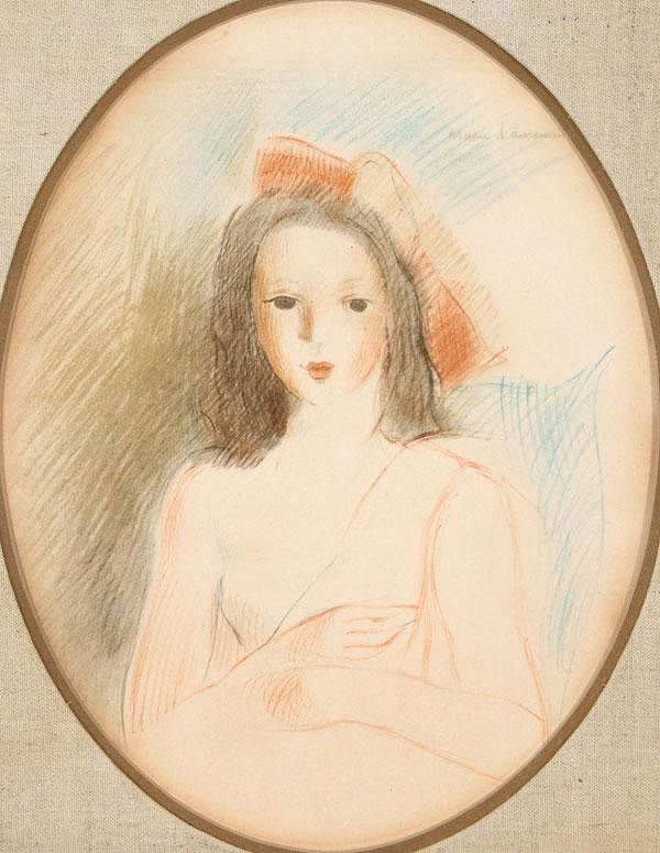 Appraisal: STYLE OF MARIE LAURENCIN ARTWORK Style of MARIE LAURENCIN French