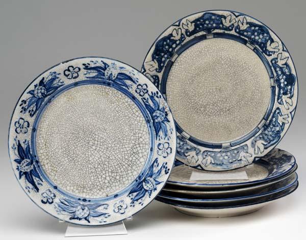 Appraisal: DEDHAM Six Crackleware plates three in the Raised Pineapple design